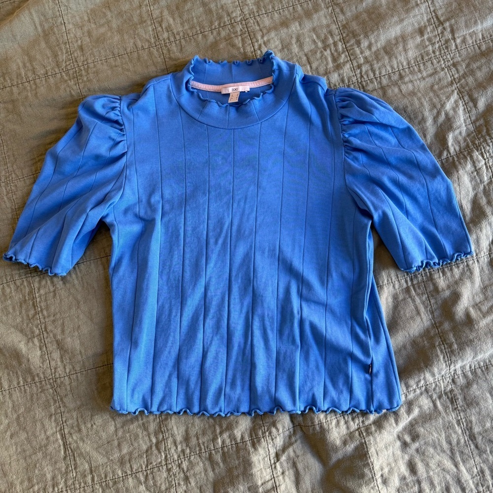 EDC by Esprit | women's small Blue Short Sleeve Women's Top with ruffles